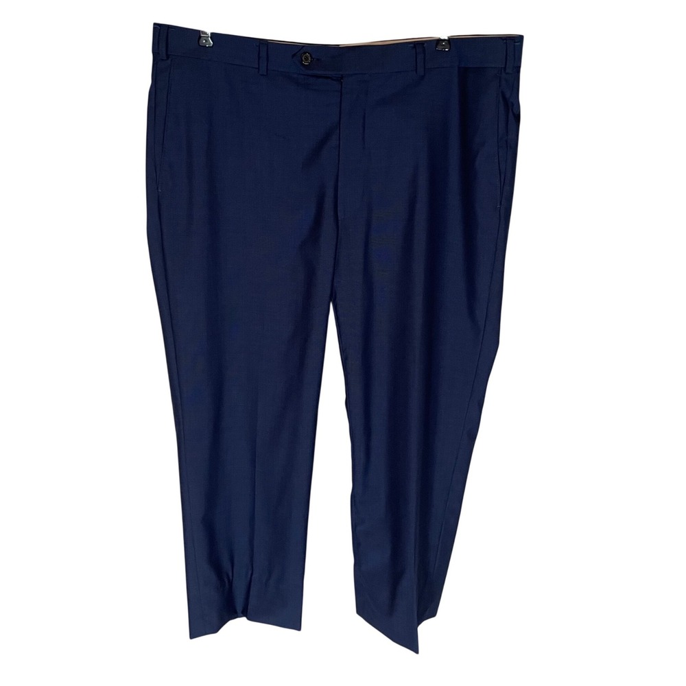 Samuelsohn Mens Navy Blue Super 120s Wool‎ SB Gable Dress Trousers 41 
Tailored